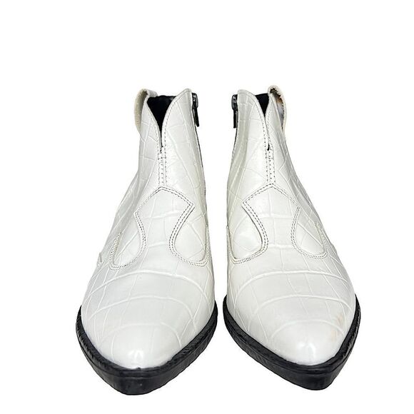 Gabriella Western Croc Embossed White Leather Bootie NWT - Picture 9 of 16